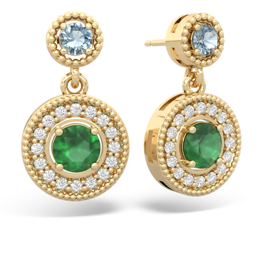 aquamarine-emerald halo earrings