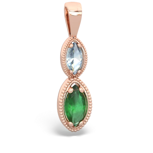aquamarine-emerald antique milgrain pendant