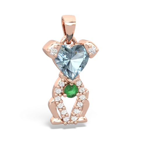 aquamarine-emerald birthstone puppy pendant