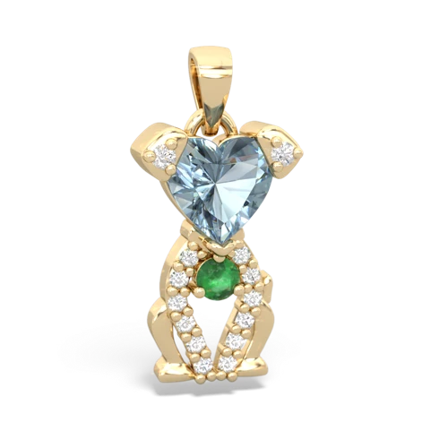 aquamarine-emerald birthstone puppy pendant