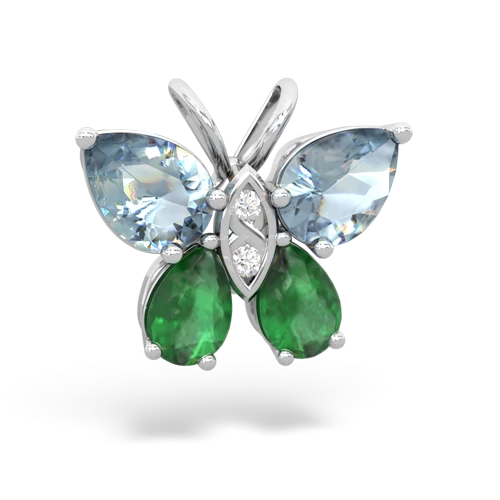 aquamarine-emerald butterfly pendant