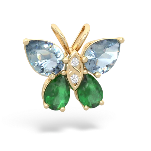 aquamarine-emerald butterfly pendant