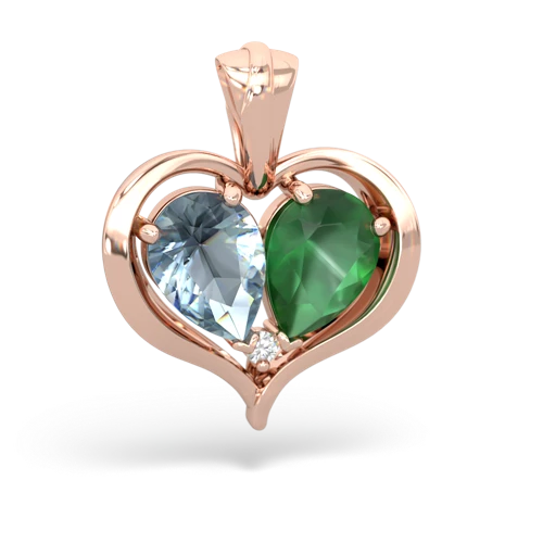 aquamarine-emerald half heart whole pendant
