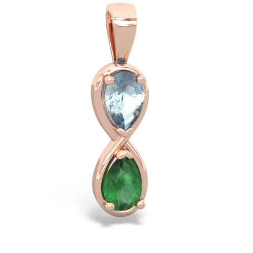 Aquamarine Genuine Aquamarine with Genuine Emerald Infinity pendant Pendant
