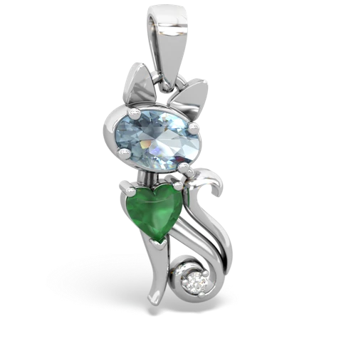 aquamarine-emerald kitten pendant