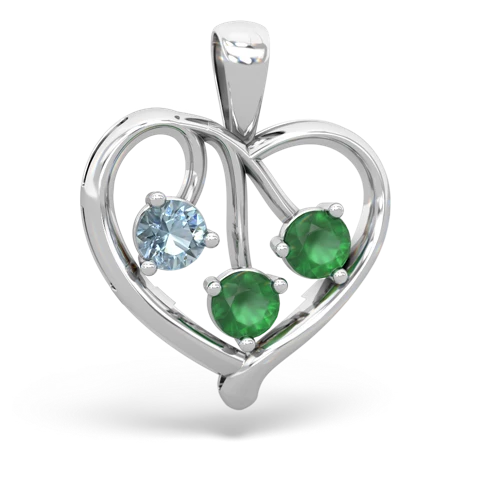 aquamarine-emerald love heart pendant