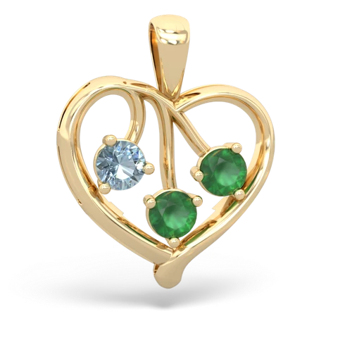 aquamarine-emerald love heart pendant
