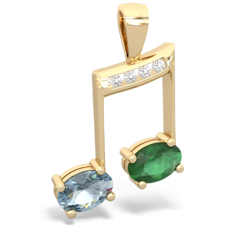 aquamarine-emerald music notes pendant
