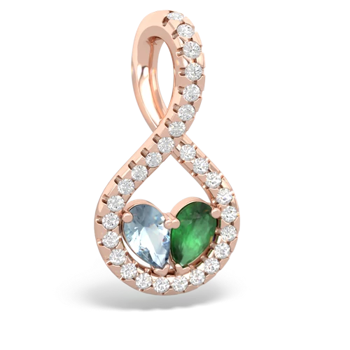 aquamarine-emerald pave twist pendant