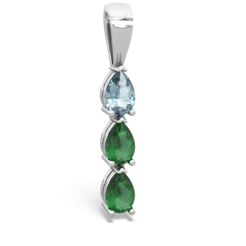 Genuine Aquamarine with Genuine Emerald and Genuine Smoky Quartz Three Stone pendant