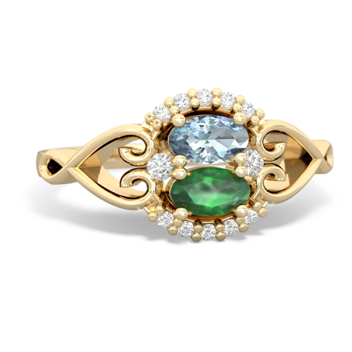 aquamarine-emerald antique keepsake ring