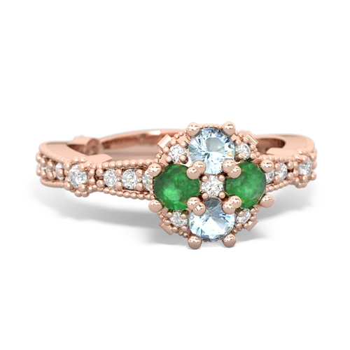 aquamarine-emerald art deco engagement ring