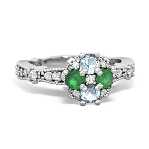 aquamarine-emerald art deco engagement ring