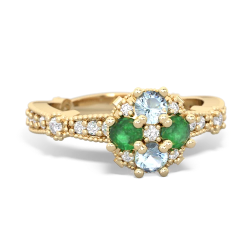 aquamarine-emerald art deco engagement ring