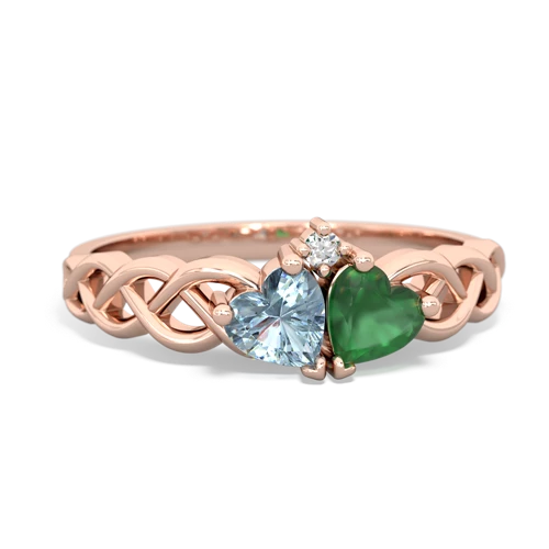 aquamarine-emerald celtic braid ring