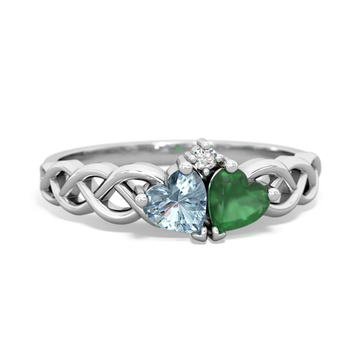 aquamarine-emerald celtic braid ring