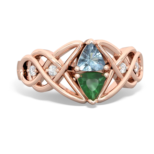 Aquamarine Genuine Aquamarine with Genuine Emerald Keepsake Celtic Knot ring Ring