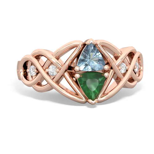 aquamarine-emerald celtic knot ring