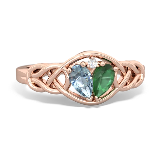 aquamarine-emerald celtic knot ring