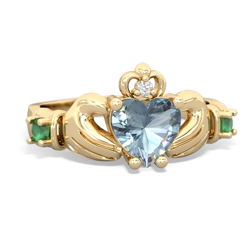 Genuine Aquamarine with Genuine Emerald and Genuine Smoky Quartz Claddagh ring