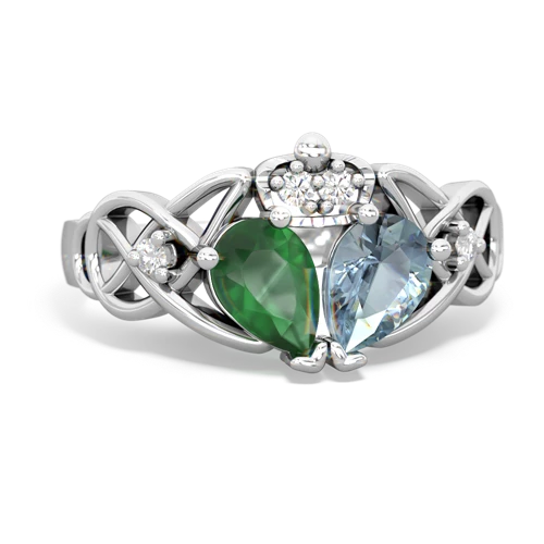 aquamarine-emerald claddagh ring