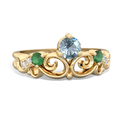 Genuine Aquamarine with Genuine Emerald and Genuine Smoky Quartz Crown Keepsake ring