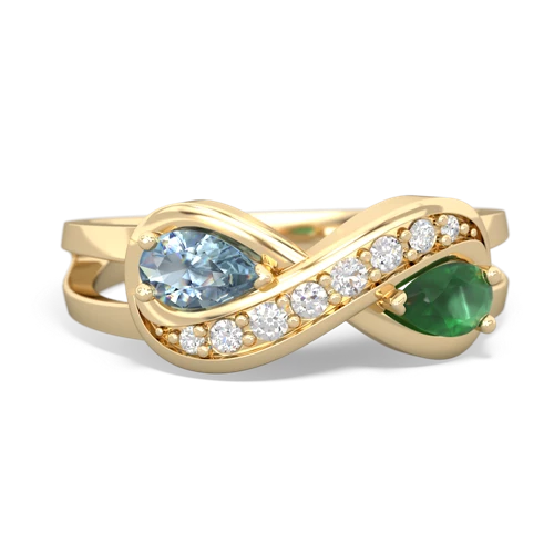 aquamarine-emerald diamond infinity ring