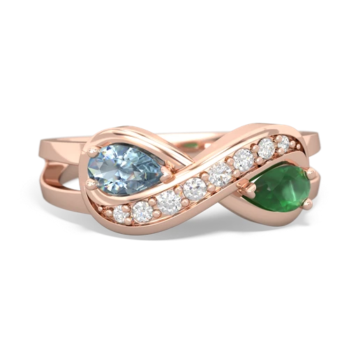 aquamarine-emerald diamond infinity ring