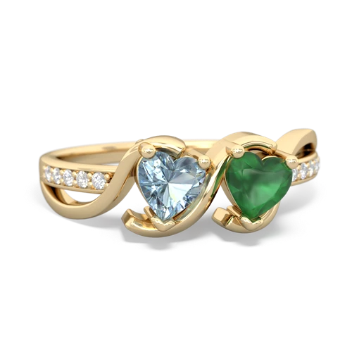 Aquamarine Genuine Aquamarine with Genuine Emerald Side by Side ring Ring