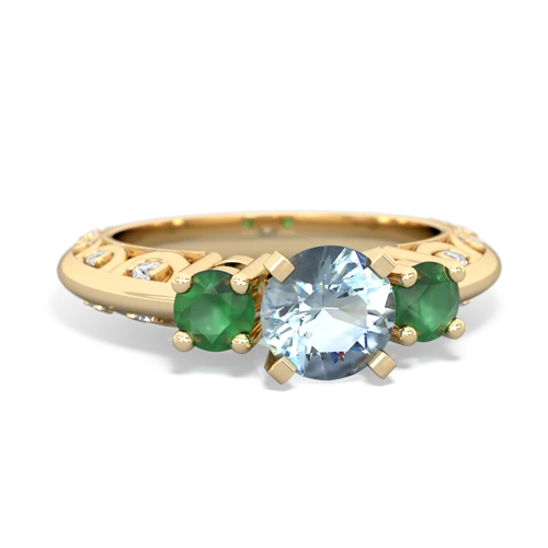 Aquamarine Genuine Aquamarine with Genuine Emerald Art Deco ring Ring