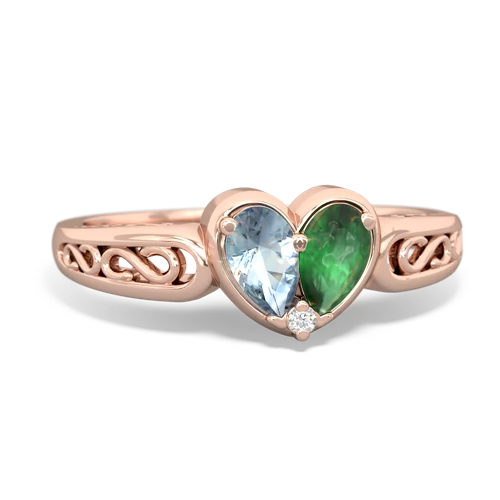aquamarine-emerald filligree ring
