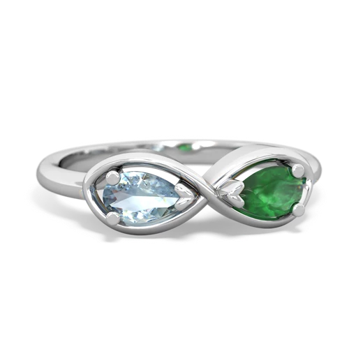 Aquamarine Genuine Aquamarine with Genuine Emerald Infinity ring Ring