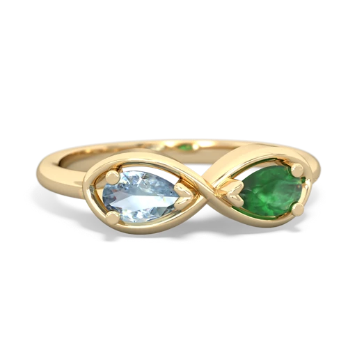 aquamarine-emerald infinity ring