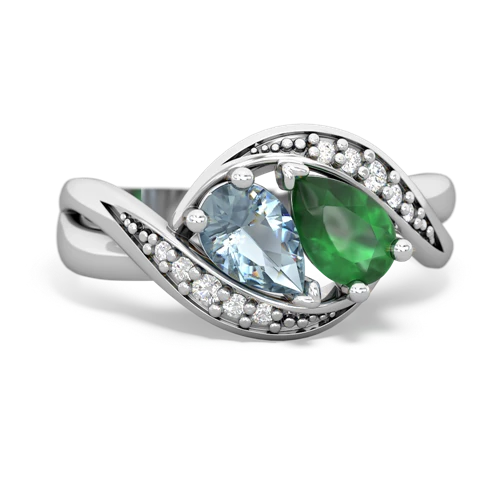 Aquamarine Genuine Aquamarine with Genuine Emerald Summer Winds ring Ring
