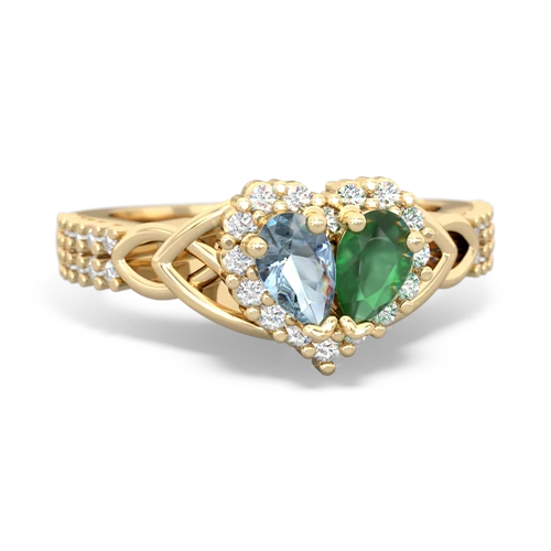 Aquamarine Genuine Aquamarine with Genuine Emerald Celtic Knot Engagement ring Ring