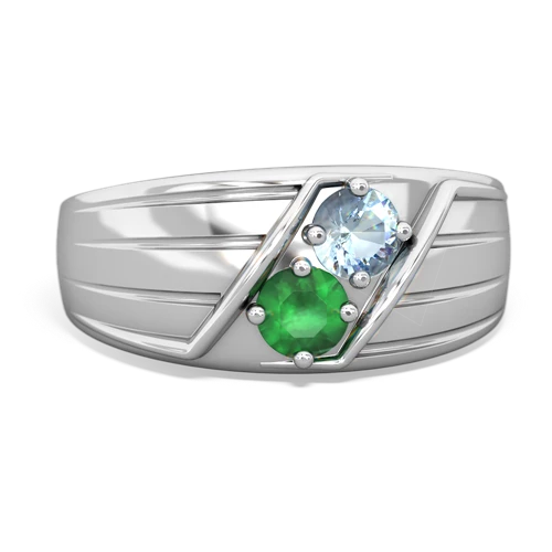 aquamarine-emerald mens ring