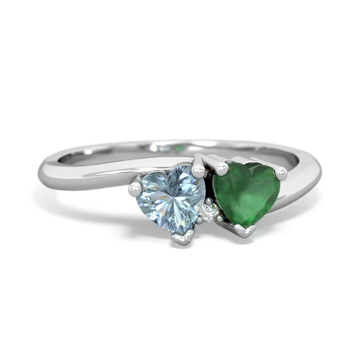 Aquamarine Genuine Aquamarine with Genuine Emerald Sweetheart's Promise ring Ring