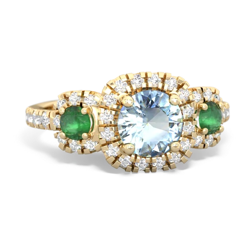 Aquamarine Genuine Aquamarine with Genuine Emerald and Genuine Garnet Regal Halo ring Ring