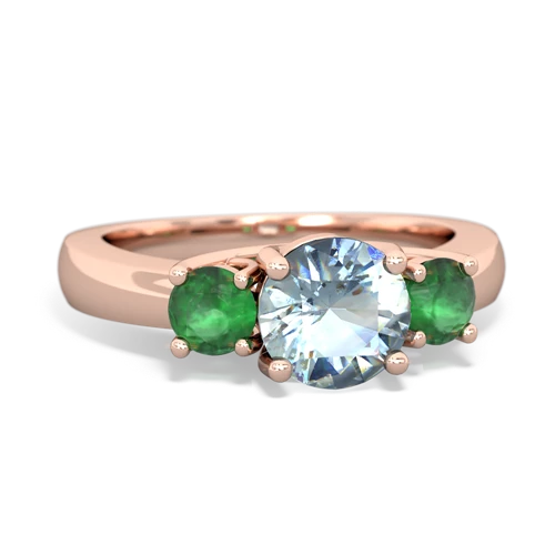 Aquamarine Genuine Aquamarine with Genuine Emerald and Genuine Peridot Three Stone Trellis ring Ring