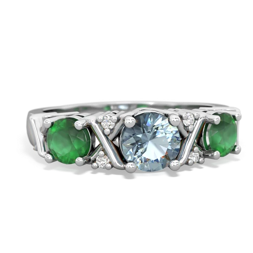 Aquamarine Genuine Aquamarine with Genuine Emerald and Genuine Garnet Hugs and Kisses ring Ring