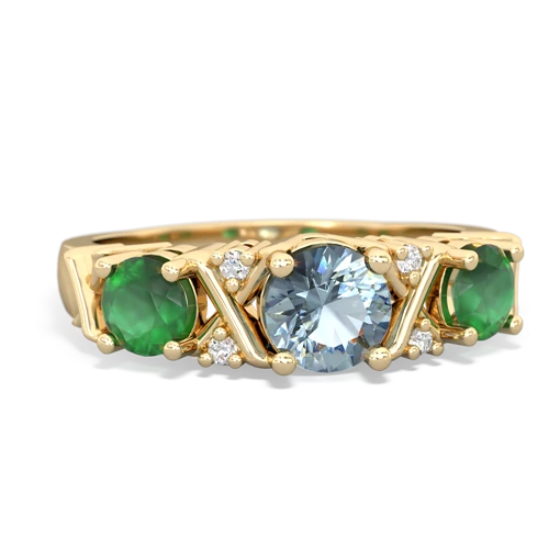 Aquamarine Genuine Aquamarine with Genuine Emerald and  Hugs and Kisses ring Ring