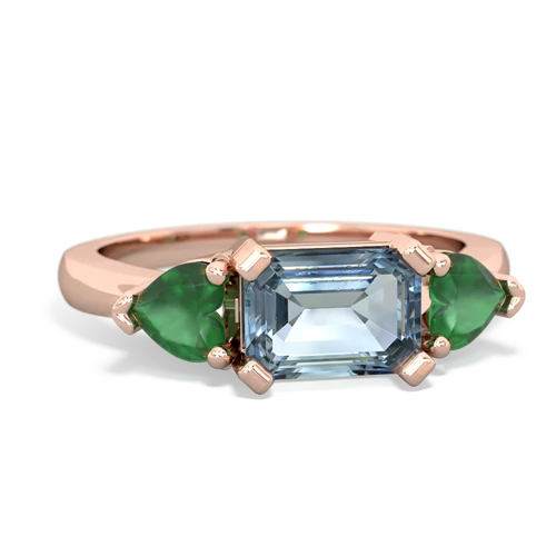 Aquamarine Genuine Aquamarine with Genuine Emerald and Genuine Tanzanite Three Stone ring Ring