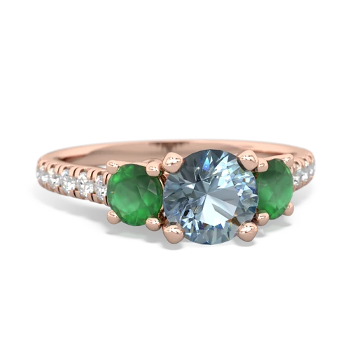 Aquamarine Genuine Aquamarine with Genuine Emerald and Genuine Fire Opal Pave Trellis ring Ring