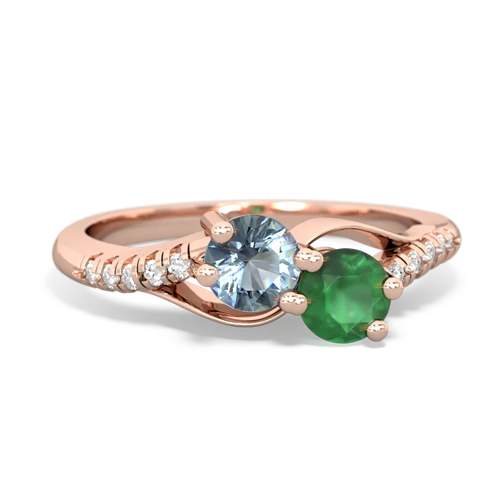 aquamarine-emerald two stone infinity ring
