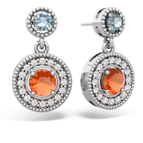 aquamarine-fire opal halo earrings