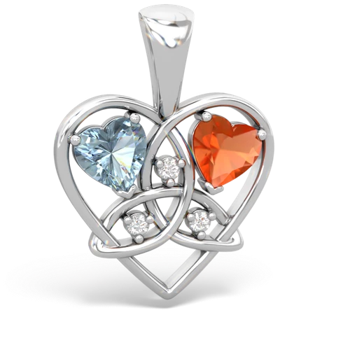 Aquamarine Genuine Aquamarine with Genuine Fire Opal Celtic Trinity Heart pendant Pendant