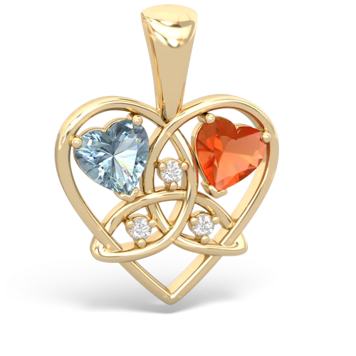 aquamarine-fire opal celtic heart pendant