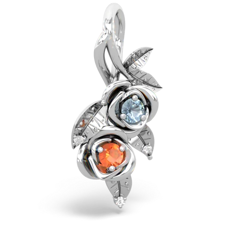 Aquamarine Genuine Aquamarine with Genuine Fire Opal Rose Vine pendant Pendant