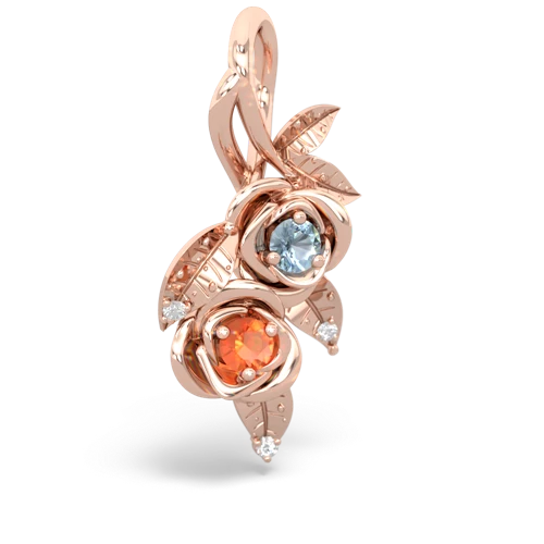 aquamarine-fire opal rose vine pendant
