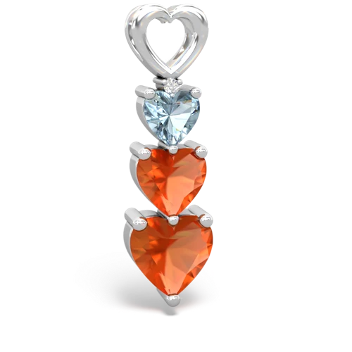 aquamarine-fire opal three stone pendant